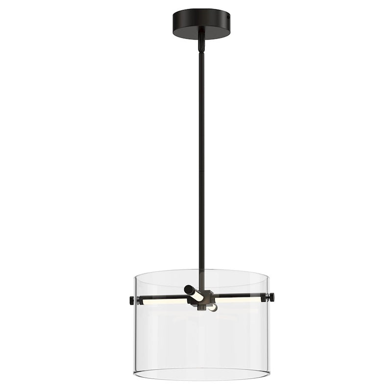 ET2 Lighting Polo 1 Light 12" LED Pendant, Black/Clear