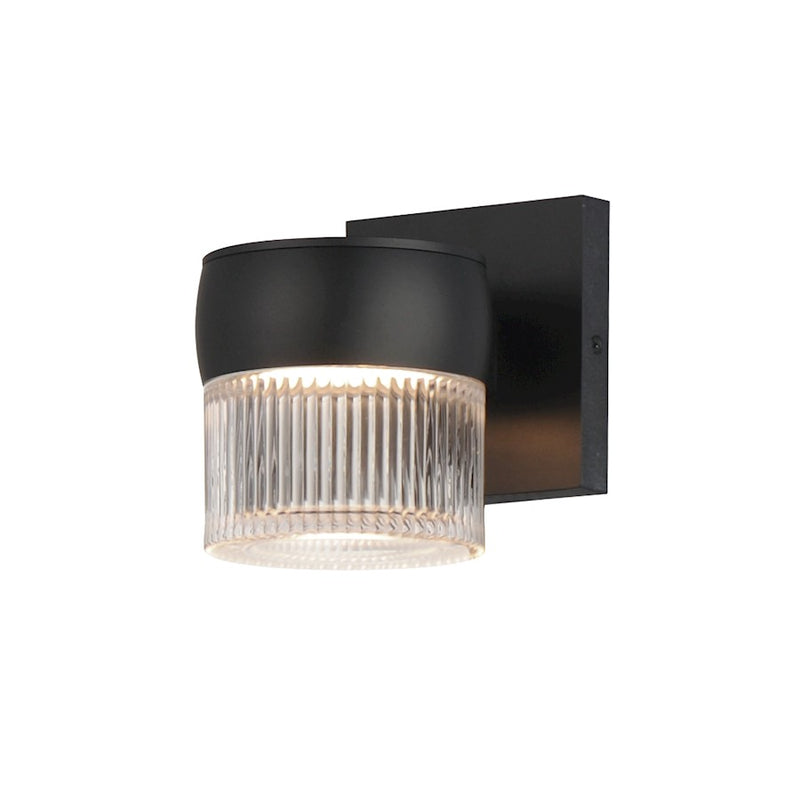 ET2 Lighting Modular 1 Light LED Outdoor, Black/Clear Ribbed