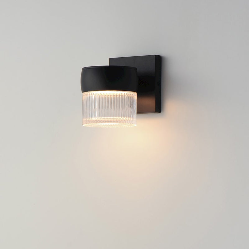 ET2 Lighting Modular 1 Light LED Outdoor, Black/Clear Ribbed