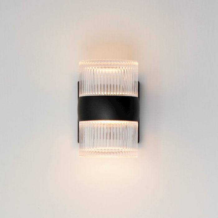 ET2 Lighting Modular 2 Light LED Outdoor, Black/Clear Ribbed