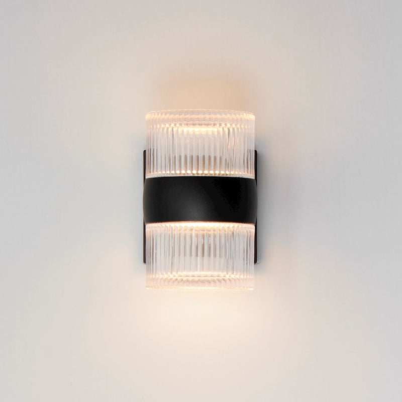 ET2 Lighting Modular 2 Light LED Outdoor, Black/Clear Ribbed