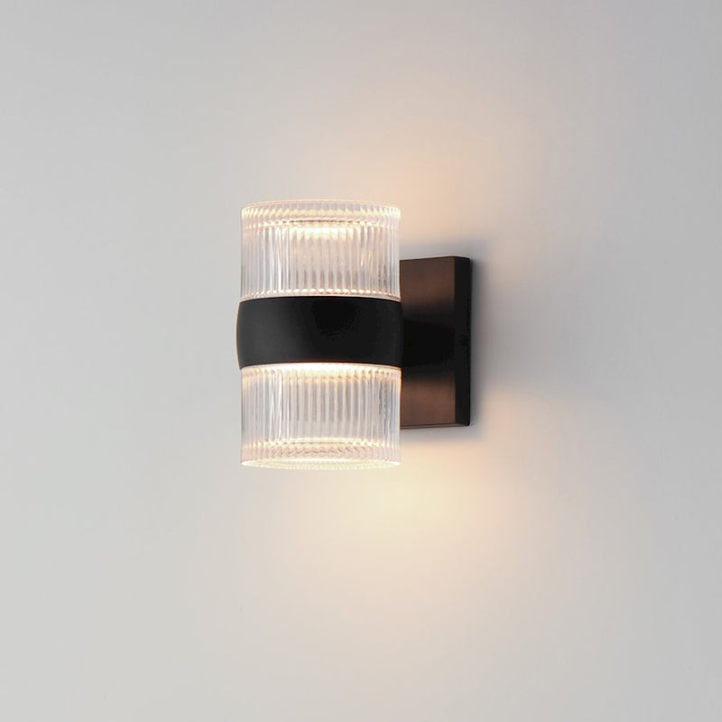 ET2 Lighting Modular 2 Light LED Outdoor, Black/Clear Ribbed