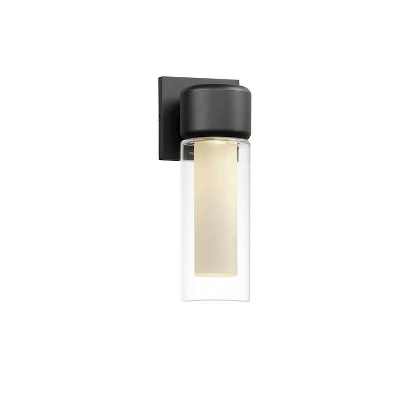 ET2 Lighting Dram 1 Light Outdoor Wall Mount, Black/Clear/Frost