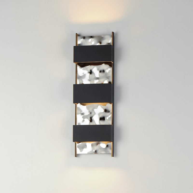 ET2 Lighting Coulee Large 4Lt LED Outdoor Sconce, Black/Ripple