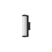ET2 Vetra Small 3-Light Outdoor Wall Sconce | Modern Matte Black and Clear Ribbed Glass | Entryway & Patio | 4.75 x 13.25 x 4.5 in | Model E30481-BK