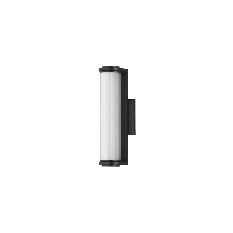 ET2 Vetra Small 3-Light Outdoor Wall Sconce | Modern Matte Black and Clear Ribbed Glass | Entryway & Patio | 4.75 x 13.25 x 4.5 in | Model E30481-BK