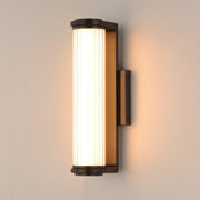 ET2 Vetra Small 3-Light Outdoor Wall Sconce | Modern Matte Black and Clear Ribbed Glass | Entryway & Patio | 4.75 x 13.25 x 4.5 in | Model E30481-BK