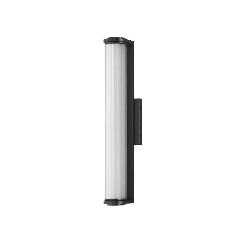 ET2 Vetra 3-Light Outdoor Wall Sconce | Modern Matte Black and Clear Ribbed Glass | Entryway & Patio | 4.75 x 21.25 x 4.5 in | Model E30482-BK