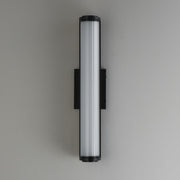 ET2 Vetra 3-Light Outdoor Wall Sconce | Modern Matte Black and Clear Ribbed Glass | Entryway & Patio | 4.75 x 21.25 x 4.5 in | Model E30482-BK