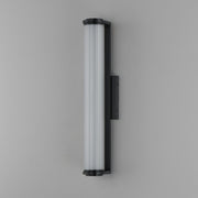 ET2 Vetra 3-Light Outdoor Wall Sconce | Modern Matte Black and Clear Ribbed Glass | Entryway & Patio | 4.75 x 21.25 x 4.5 in | Model E30482-BK