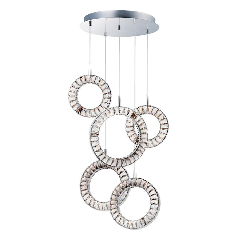 ET2 Lighting Charm LED 5-Light Pendant, Polished Chrome