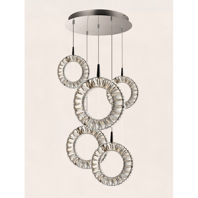 ET2 Lighting Charm LED 5-Light Pendant, Polished Chrome
