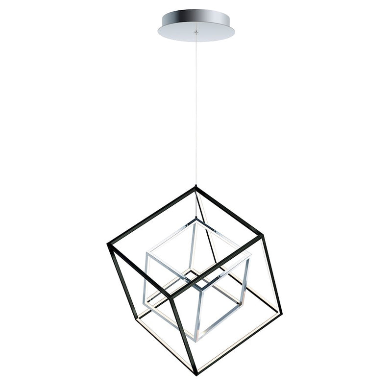 ET2 Lighting 4 Square 2-Light LED Pendant, Black/Chrome