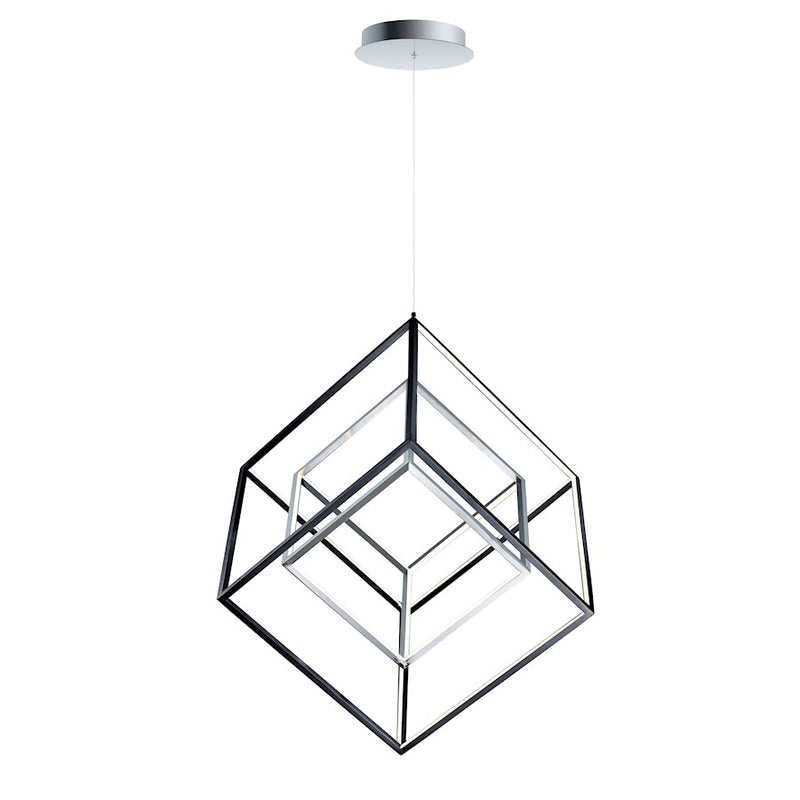 ET2 Lighting 4 Square 2-Light LED Pendant, Black/Polished Chrome