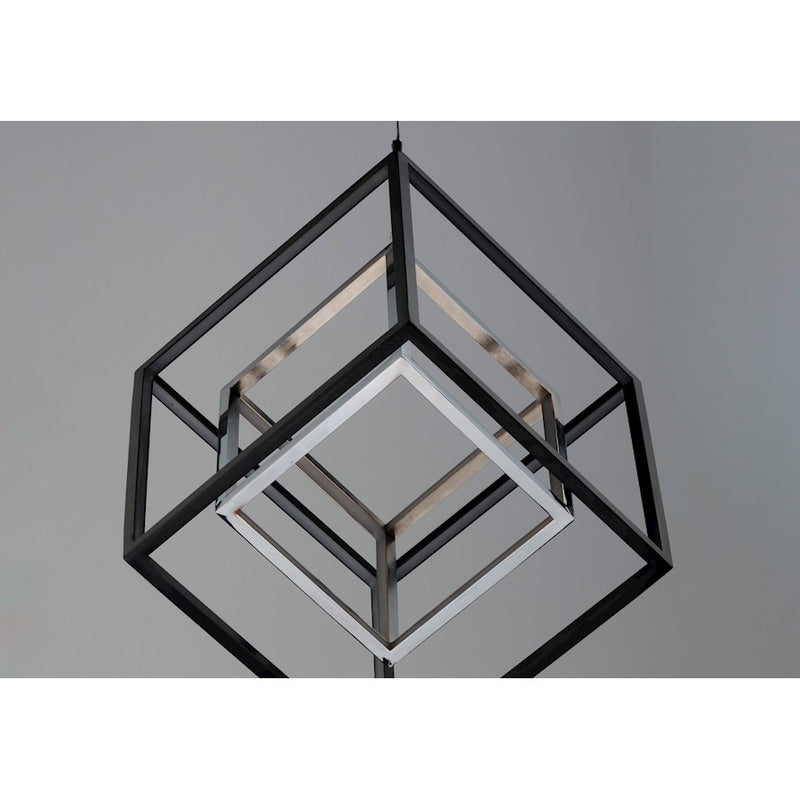 ET2 Lighting 4 Square 2-Light LED Pendant, Black/Polished Chrome
