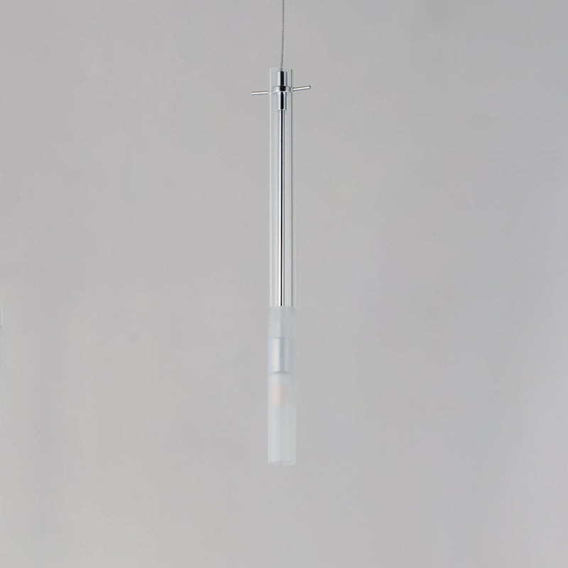 ET2 Lighting Pipette 1 Light 18" Pendant, Chrome/Clear/Frosted