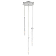 ET2 Lighting Pipette 3 Light 18" Pendant, Chrome/Clear/Frosted