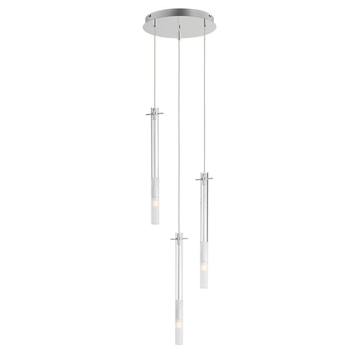 ET2 Lighting Pipette 3 Light 18" Pendant, Chrome/Clear/Frosted