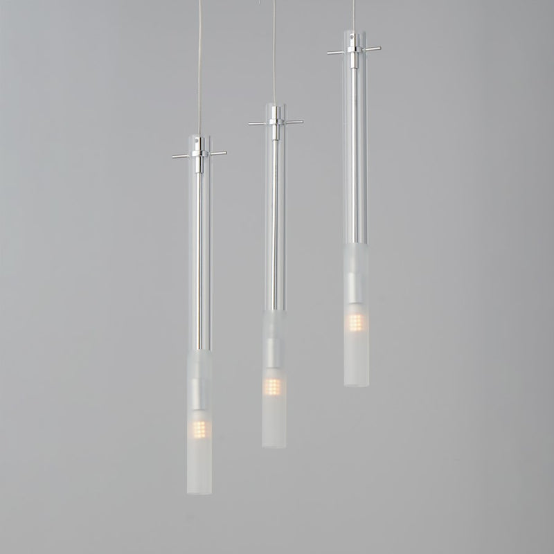 ET2 Lighting Pipette 3 Light 18" Pendant, Chrome/Clear/Frosted