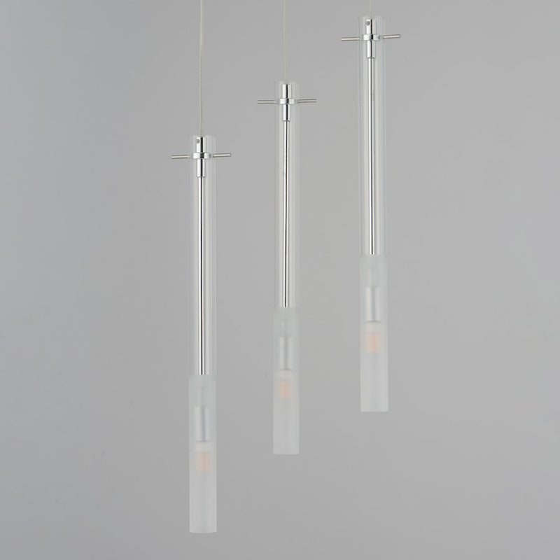 ET2 Lighting Pipette 3 Light 18" Pendant, Chrome/Clear/Frosted