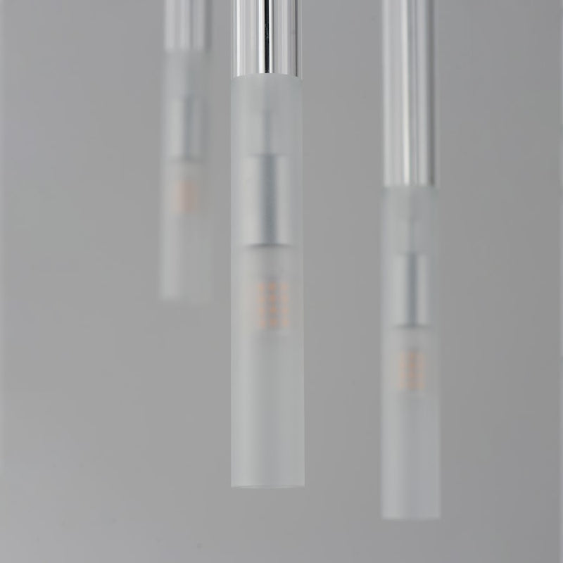 ET2 Lighting Pipette 3 Light 18" Pendant, Chrome/Clear/Frosted