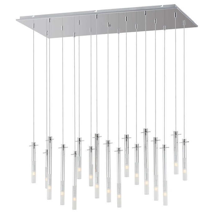 ET2 Lighting Pipette 17 Light Pendant, Polished Chrome/Clear/Frosted