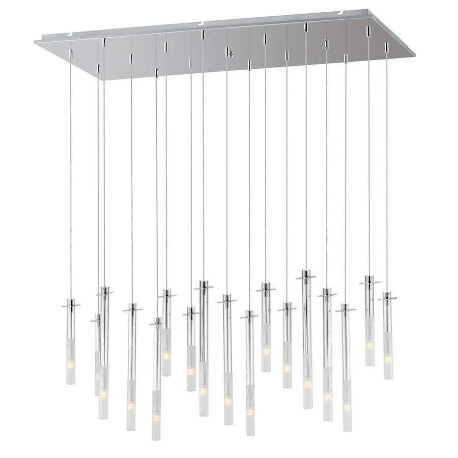 ET2 Lighting Pipette 17 Light Pendant, Polished Chrome/Clear/Frosted