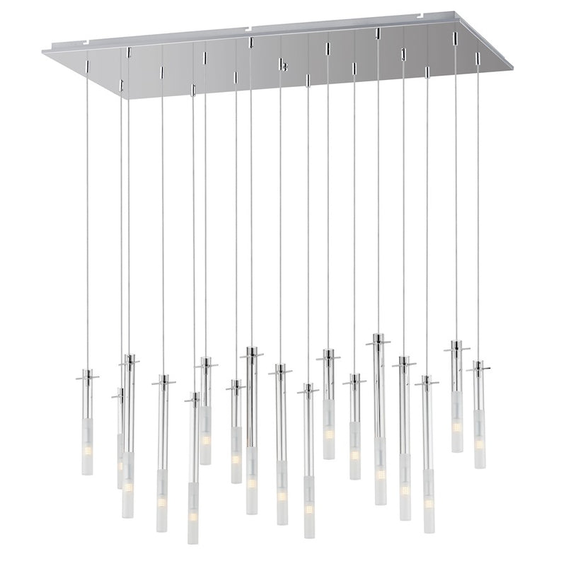 ET2 Lighting Pipette 17 Light Pendant, Polished Chrome/Clear/Frosted