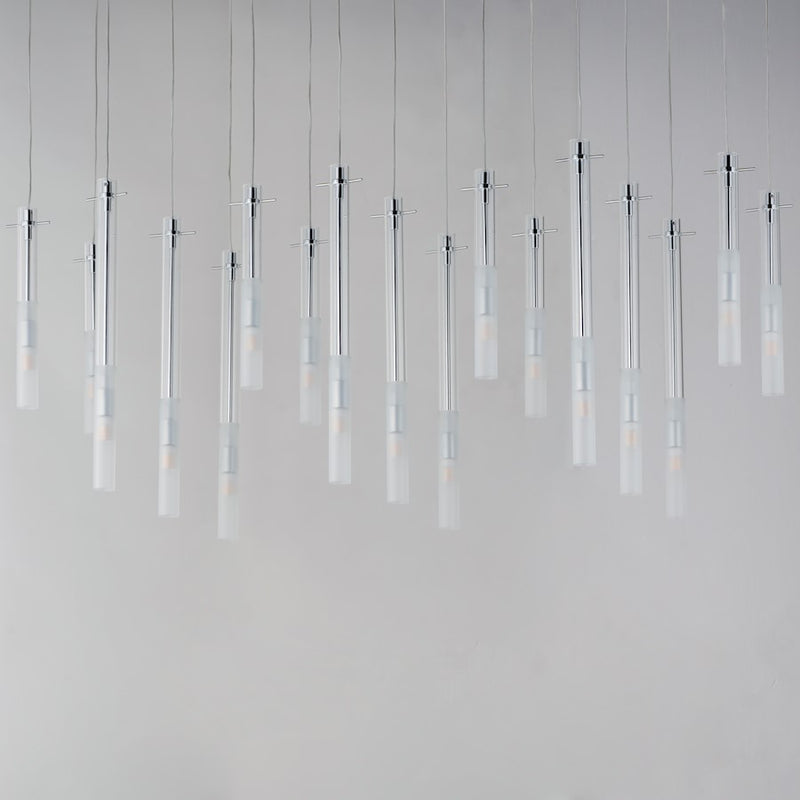 ET2 Lighting Pipette 17 Light Pendant, Polished Chrome/Clear/Frosted