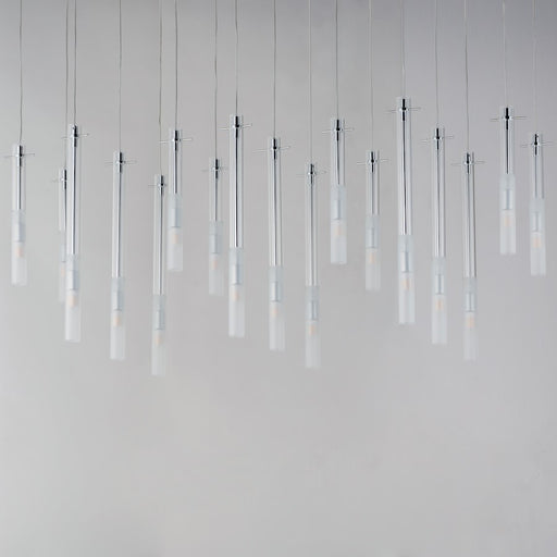 ET2 Lighting Pipette 17 Light Pendant, Polished Chrome/Clear/Frosted