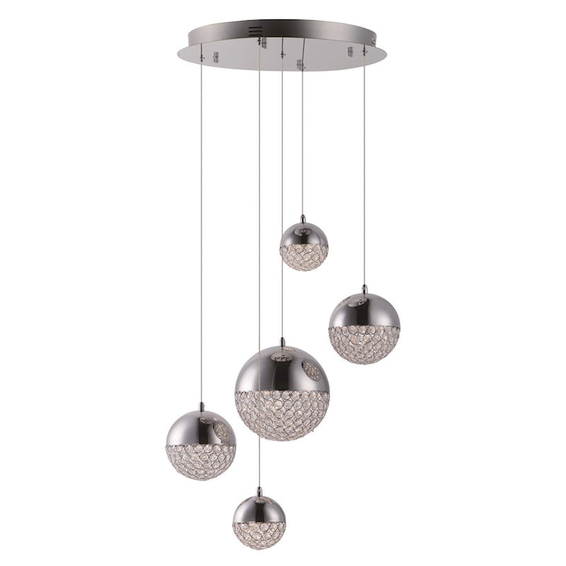 ET2 Lighting Eclipse 5 Light Pendant, Polished Chrome