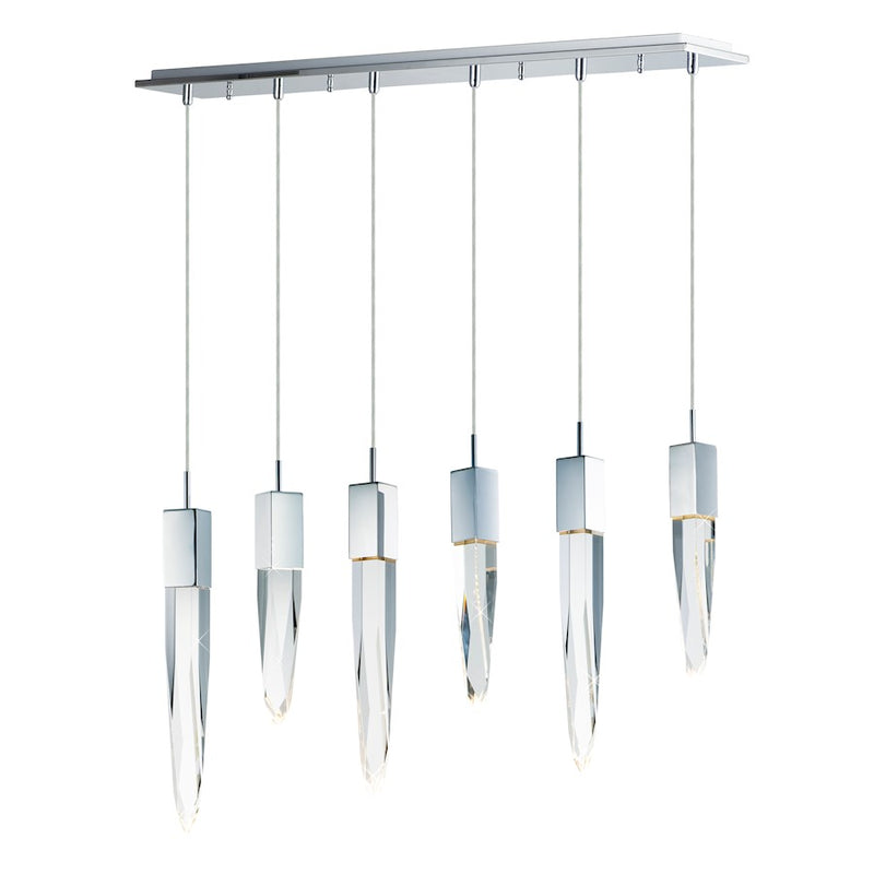 ET2 Lighting Quartz LED 6-Light Pendant, Polished Chrome