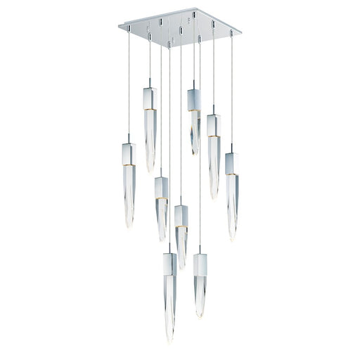 ET2 Lighting Quartz LED 9-Light Pendant, Polished Chrome