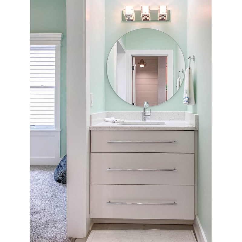 ET2 Lighting Blocs LED 3-Light Bath Vanity, Polished Chrome/Clear