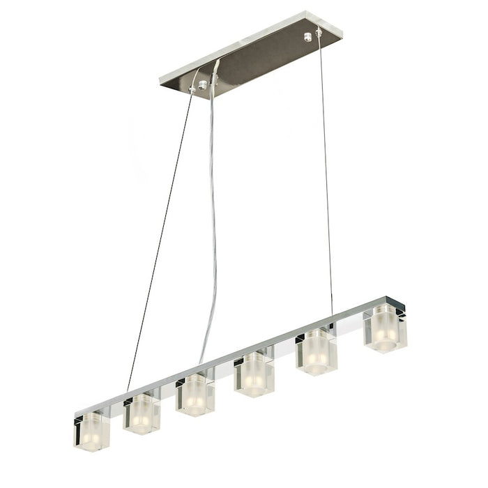 ET2 Lighting Blocs LED 6 Light Pendant, Chrome/Clear - E32034-18PC