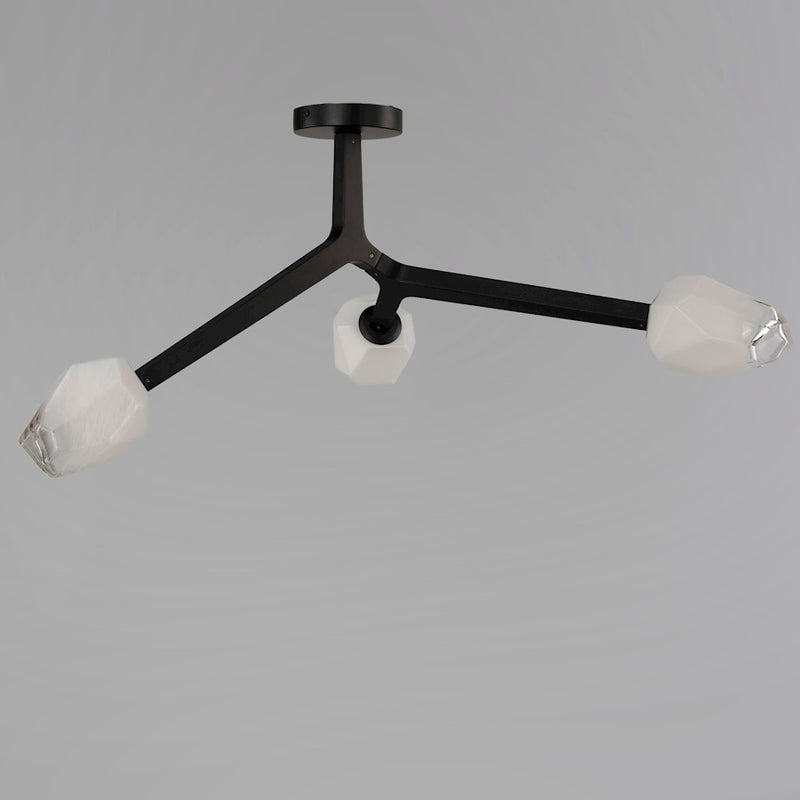 ET2 Lighting Blossom 3-Light Flush Mount, Clear/Frosted