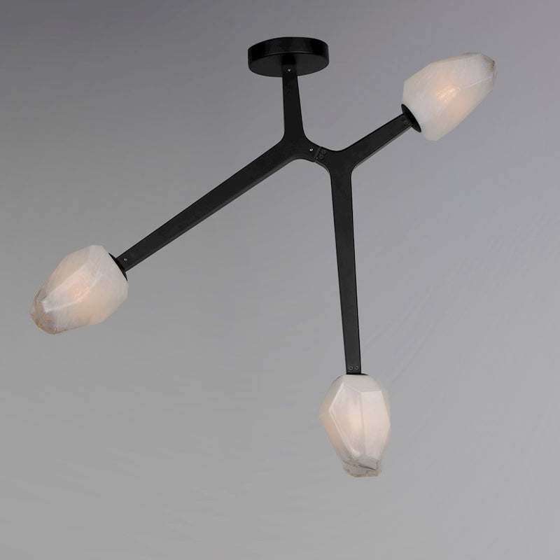 ET2 Lighting Blossom 3-Light Flush Mount, Clear/Frosted