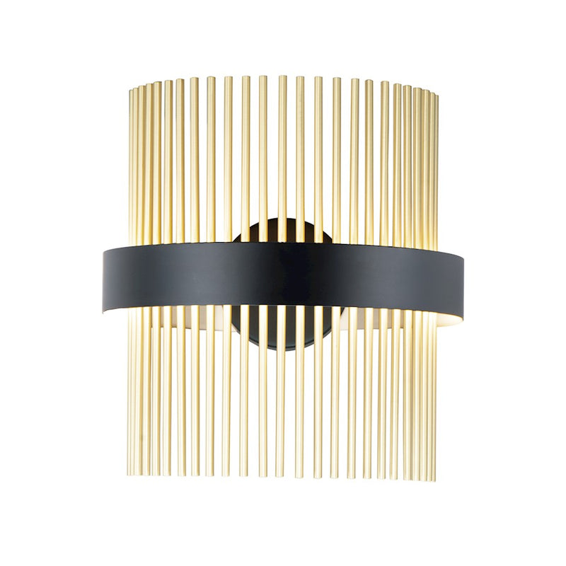 ET2 Lighting Chimes LED 2-Light Wall Sconce in Black/Satin Brass
