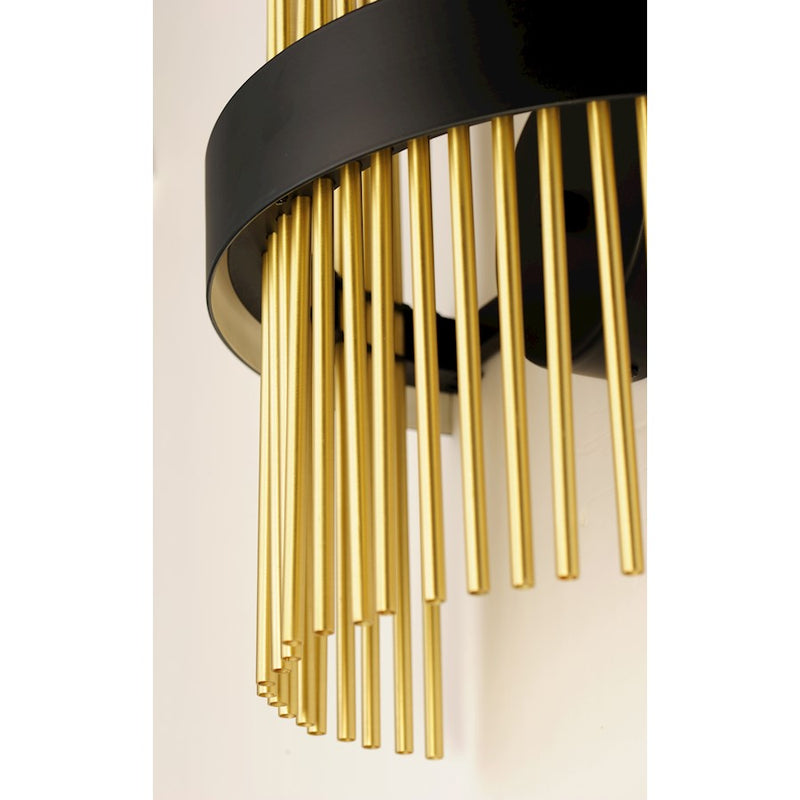 ET2 Lighting Chimes LED 2-Light Wall Sconce in Black/Satin Brass