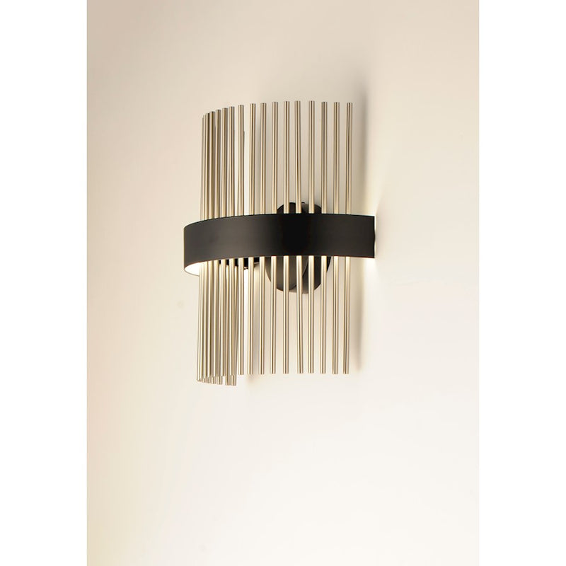 ET2 Lighting Chimes LED 2-Light Wall Sconce in Black/Satin Nickel