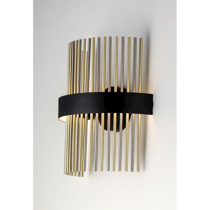 ET2 Lighting Chimes LED 2-Light Wall Sconce in Black/Satin Nickel/Satin Brass