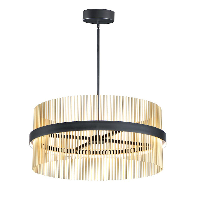 ET2 Lighting Chimes LED 2-Light 34'' Pendant in Black/Satin Brass