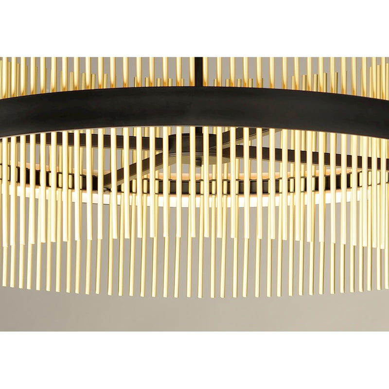 ET2 Lighting Chimes LED 2-Light 34'' Pendant in Black/Satin Brass
