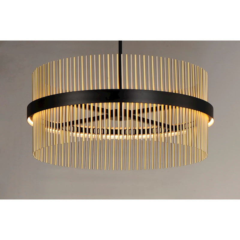 ET2 Lighting Chimes LED 2-Light 34'' Pendant in Black/Satin Nickel/Satin Brass