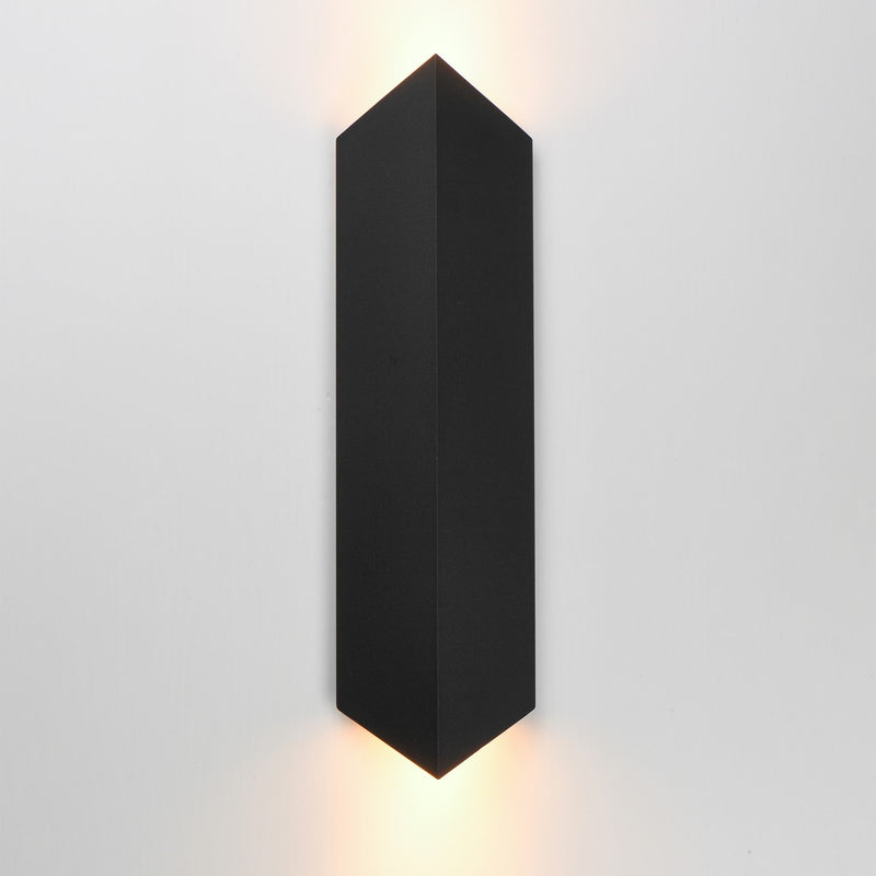 ET2 Fractal 24in 2-Light Outdoor Wall Sconce | Modern Matte Black and Glass | Entryway & Patio Wall Light | 6.5 x 3.25 x 23.5 in | Model E41564-BK