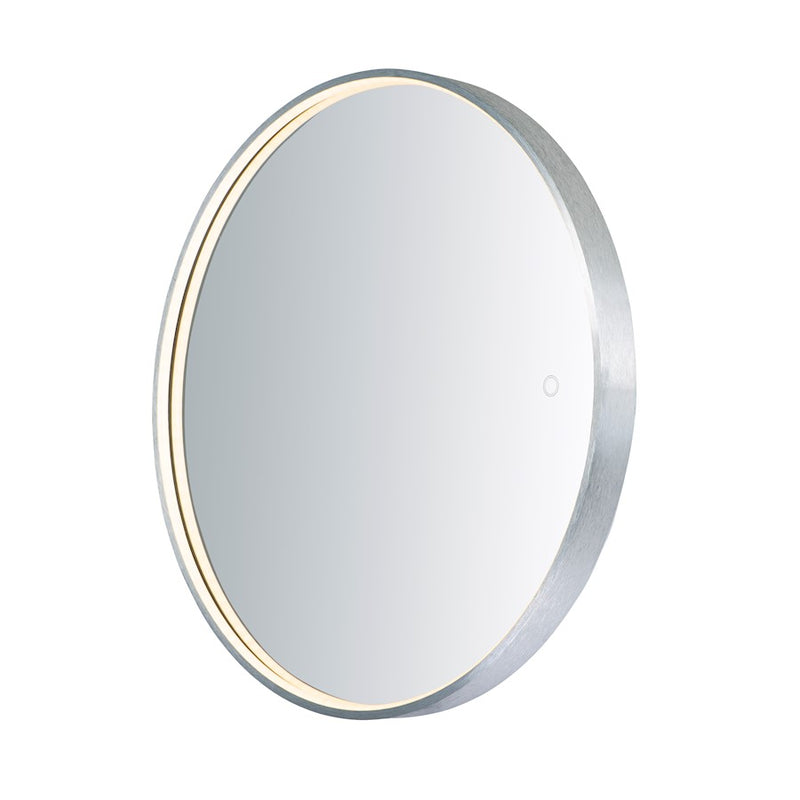 ET2 Lighting LED Round Mirror, Brushed Aluminum
