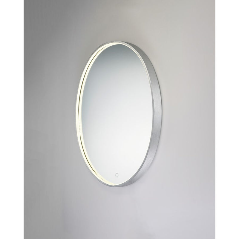 ET2 Lighting LED Round Mirror, Brushed Aluminum