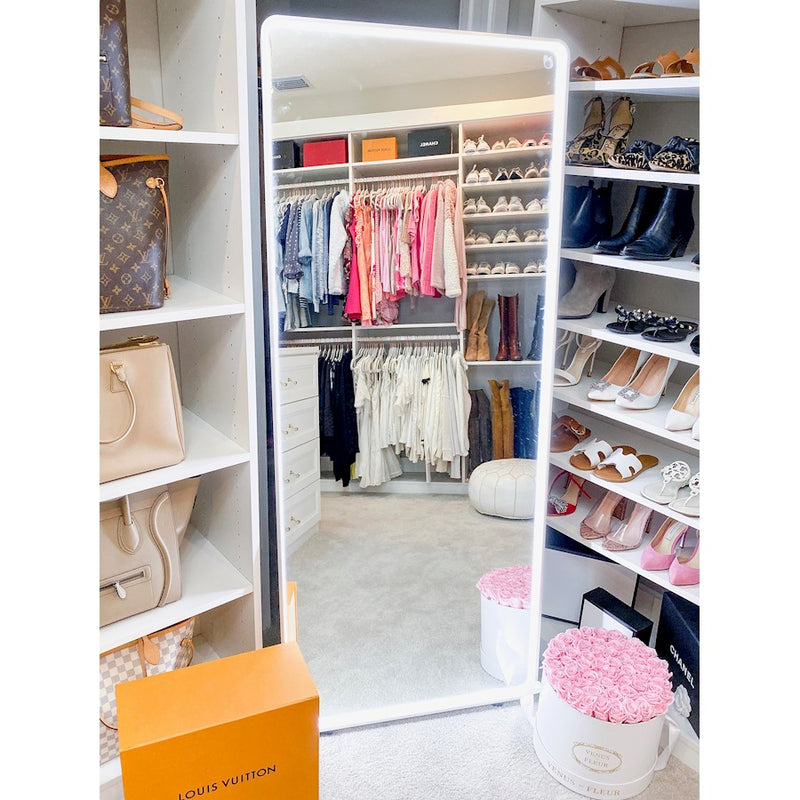 ET2 Lighting LED Free Standing Mirror, Brushed Aluminum