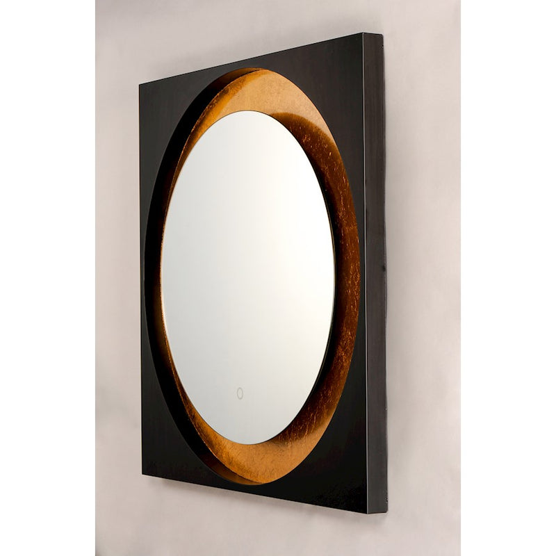 ET2 Lighting Floating LED Mirror Square 31.5" in Gold Leaf/Black
