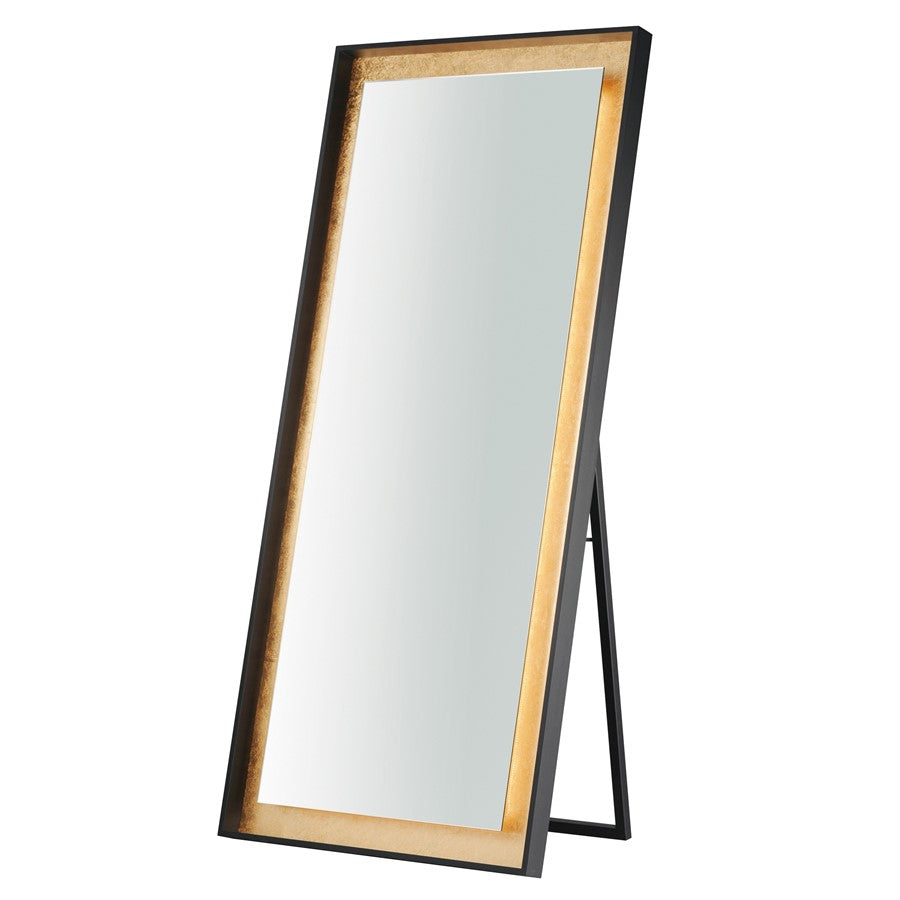 ET2 Lighting Floating 1Lt 30"x67" LED Standing Mirror, Gold/Black - E42046-GLBK
